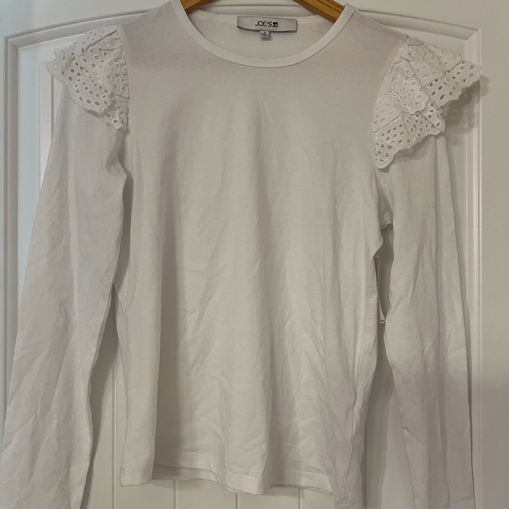 Joe's Jeans White Eyelet Sleeve Long Sleeve Top